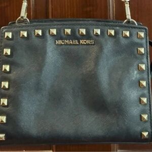 Michael Kors Black Crossbody Bag with Gold Studs